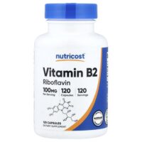 Витамин B2, 100 мг, 120 капсул — Nutricost