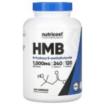 HMB, B-гидрокси-B-метилбутират, 240 капсул (500 мг в 1 капсуле) — Nutricost