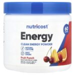 Energy, Clean Energy, порошок, фруктовый пунш, 306 г (10,9 унции) — Nutricost