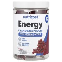 Energy, Clean Energy, порошок, виноград, 20 пакетиков по 5 г (0,18 унции) — Nutricost