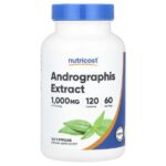 Экстракт андрографиса, 1000 мг, 120 капсул (500 мг на капсулу) — Nutricost