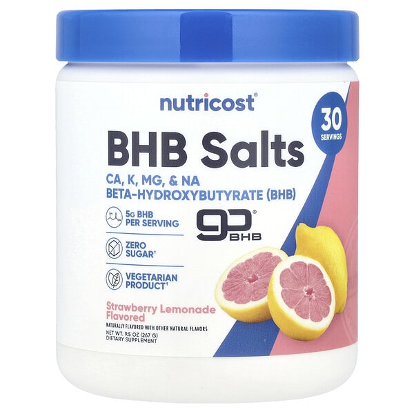 ncs57108_v_8.jpg BHB Salts, goBHB®, клубничный лимонад, 267 г (9,5 унции) — Nutricost