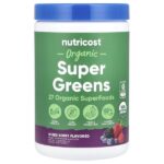 Органическая суперзеленая, ягодное ассорти, 330 г (11,8 унции) — Nutricost