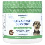Pets, для поддержки кожи и шерсти, для собак, говядина, 60 жевательных таблеток, 180 г (6,4 унции) — Nutricost