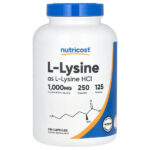 L-лизин, 250 капсул (500 мг на капсулу) — Nutricost