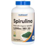 Спирулина, 180 капсул (500 мг в 1 капсуле) — Nutricost