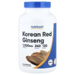 корейский красный женьшень, 240 капсул (500 мг в 1 капсуле) — Nutricost