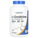 L-орнитин, 500 мг, 180 капсул — Nutricost