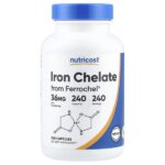 хелат железа из Ferrochel®, 36 мг, 240 капсул — Nutricost