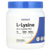 L-лизин, без добавок, 500 г (17,9 унции) — Nutricost