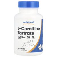 L-карнитин тартрат, 60 капсул (500 мг на капсулу) — Nutricost