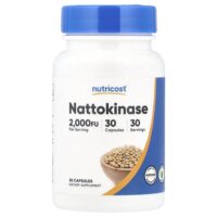 Наттокиназа, 2000 FU, 30 капсул — Nutricost