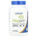 Magtein®, L-треонат магния, 90 капсул (666 мг на капсулу) — Nutricost
