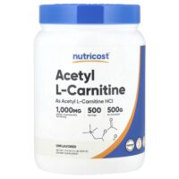 ацетил-L-карнитин, без добавок, 500 г (1,1 фунта) — Nutricost