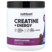 Performance, креатин + энергия, со вкусом винограда, 252 г (9 унций) — Nutricost