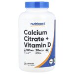 цитрат кальция и витамин D, 180 капсул — Nutricost