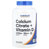 цитрат кальция и витамин D, 180 капсул — Nutricost