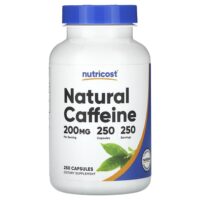 натуральный кофеин, 200 мг, 250 капсул — Nutricost