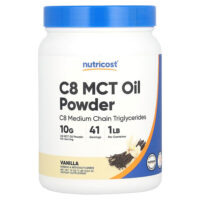 C8 MCT, порошок из масла, ваниль, 454 г (1 фунт) — Nutricost