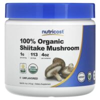 100% органический гриб шиитаке, без добавок, 113 г (4 унции) — Nutricost