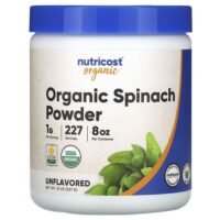 органический порошок из шпината, без добавок, 227 г (8 унций) — Nutricost
