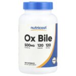 Бычья желчь, 500 мг, 120 капсул — Nutricost