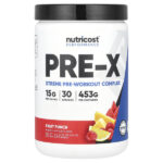 Performance, PRE-X, предтренировочный комплекс Xtreme, фруктовый пунш, 453 г (1 фунт) — Nutricost