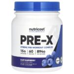 Performance, PRE-X, предтренировочный комплекс Xtreme, со вкусом голубой малины, 894 г (2 фунта) — Nutricost