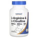L-аргинин и L-цитруллин, 120 капсул — Nutricost