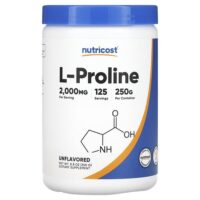 L-пролин, без добавок, 250 г (8,8 унции) — Nutricost