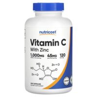 Витамин C с цинком, 240 капсул — Nutricost