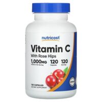 витамин C с шиповником, 1000 мг, 120 капсул — Nutricost