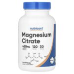 Цитрат магния, 120 капсул (105 мг на капсулу) — Nutricost
