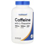 кофеин с L-теанином, 240 капсул — Nutricost
