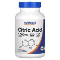 лимонная кислота, 1000 мг, 120 капсул — Nutricost