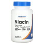 ниацин, не вызывающий приливов, 500 мг, 120 капсул — Nutricost