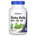 Готу кола, 500 мг, 180 капсул — Nutricost