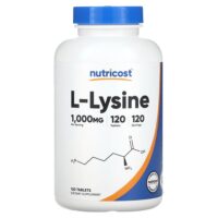 L-лизин, 1000 мг, 120 таблеток — Nutricost