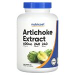 Экстракт артишока, 600 мг, 240 капсул — Nutricost