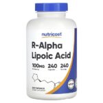R-альфа-липоевая кислота, 100 мг, 240 капсул — Nutricost