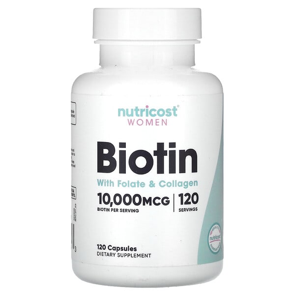 ncs67464_v_8.jpg биотин с фолатом и коллагеном для женщин, 10 000 мкг, 120 капсул — Nutricost