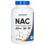 NAC, веганский N-ацетил L-цистеин, 600 мг, 180 капсул — Nutricost