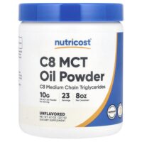 Масло C8 MCT в порошке, без добавок, 227 г (8,1 унции) — Nutricost