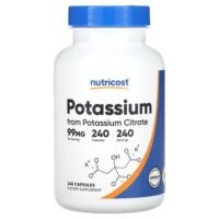 Калий, 99 мг, 240 капсул — Nutricost