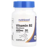 Витамин B2, 400 мг, 30 капсул — Nutricost