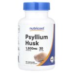 Шелуха семян подорожника, 90 капсул (500 мг на капсулу) — Nutricost