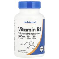 Витамин B1, 500 мг, 30 капсул — Nutricost