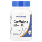 Кофеин, 200 мг, 30 капсул — Nutricost