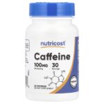 Кофеин, 100 мг, 30 капсул — Nutricost
