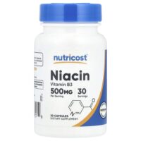 Ниацин, 500 мг, 30 капсул — Nutricost